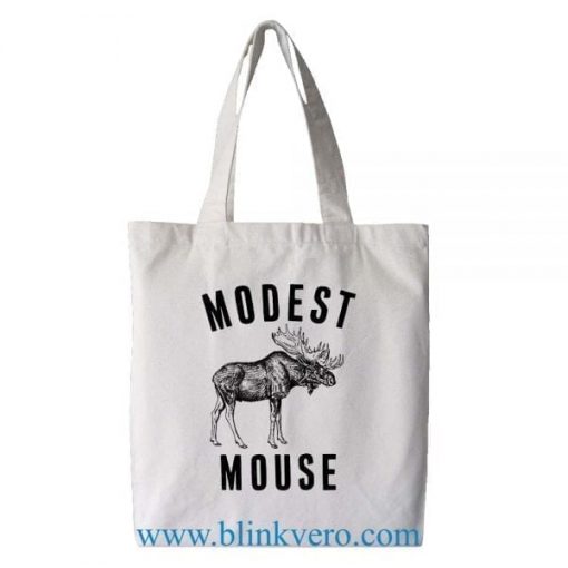 Modest Mouse Moose tote bag. Fashion bag featuring music band illustrations. 100% cotton shopping bag. Cotton tote bag.by blinkvero