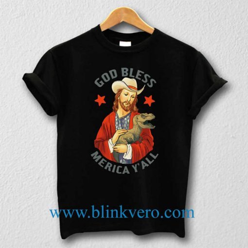 Jesus Cowboy Hat Holding Baby Raptor Unisex T Shirt Size S M L XL XXL