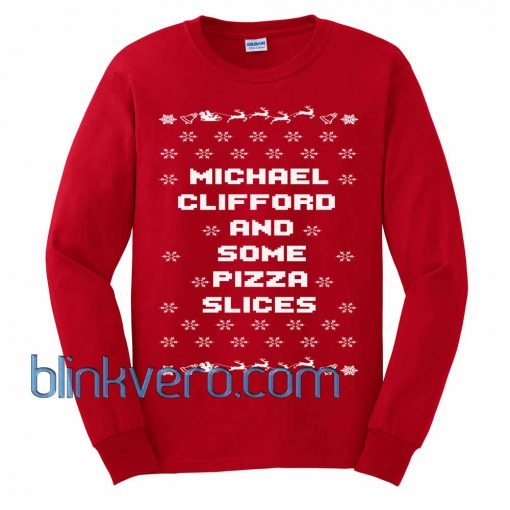 Michael Clifford and Pizza ugly chirstmas sweater t shirt