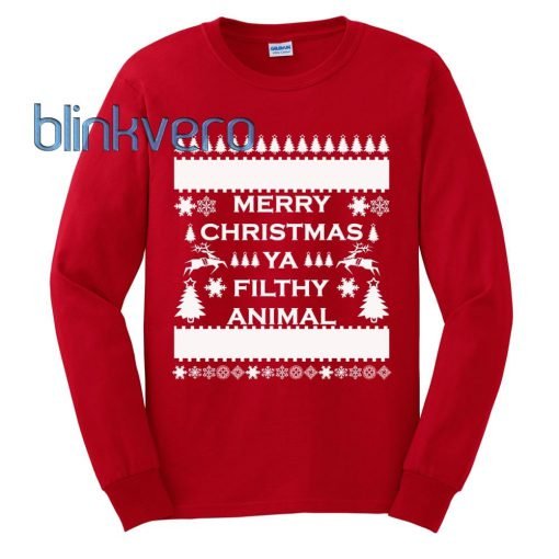 Merry christmas you filthy animal funny style christmas sweater t shirt