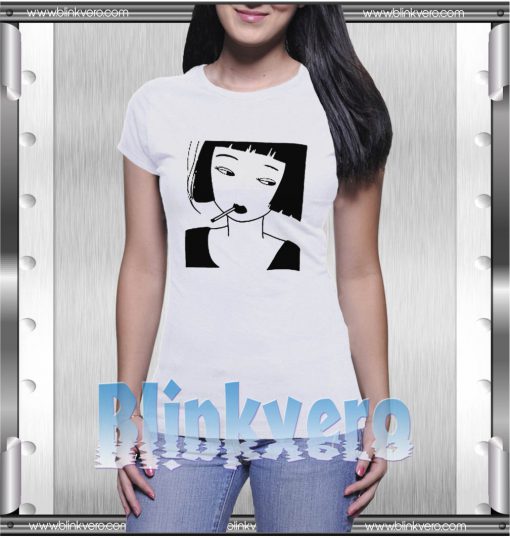 Smoking Girl Print Tee Awesome Unisex Tshirt Adult Size S M L XL XXL For Men and Women