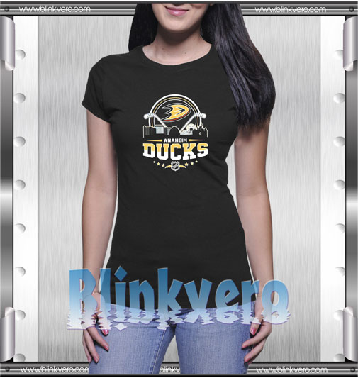 Anaheim ducks city skyline logo t shirt