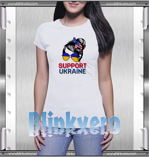 Support ukraine woman flag american t shirt